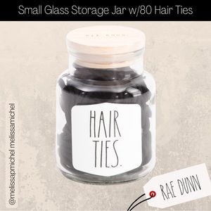 Rae Dunn "Hair Ties" Small Storage Glass Jar